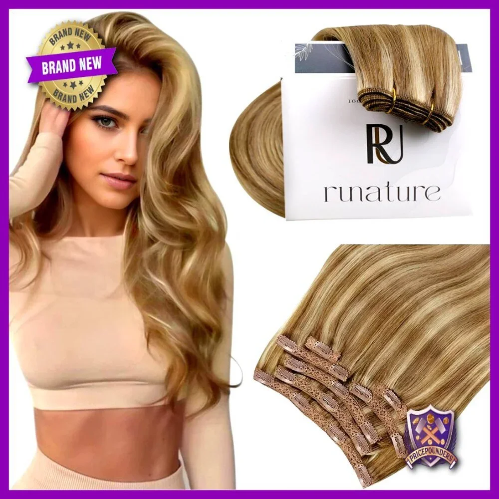 18 Inch Real Human Hair Clip-In Extensions 7 Piece Set 120g